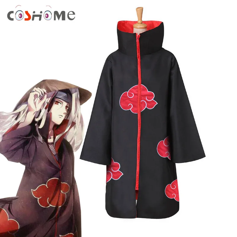 Coshome Naruto Akatsuki Cloaks Uchiha Itachi Manto Cosplay Costumes Men Women Coat Halloween Party Mantle Pluvial