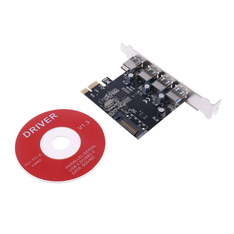 

PCI-E PCI Express To USB 3.0 VIA Chip SATA Interface 4 Port Adapter Converter Card for Desktop Windows XP/2003/Vista/Win7/8 C26