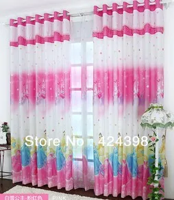 Современные детские шторы для окон, напечатанные занавески для детской спальни, занавески для девочек, Мультяшные занавески для гостиной, Белоснежки, занавески с принцессой, розовые - Цвет: with beads
