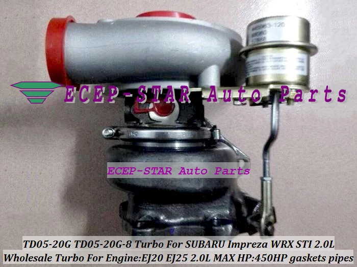 TD05-20G TD05-20G-8 Turbo Turbocharger For SUBARU Impreza WRX STI EJ20 EJ25 2.0L MAX HP 450HP with gaskets and pipes (4)