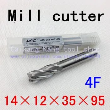 

New 4Flute die 14mm Superhard cutters Cobalt cemented carbide End mills M42-Co8 CNC tool milling cutter 4F14*12*35*95