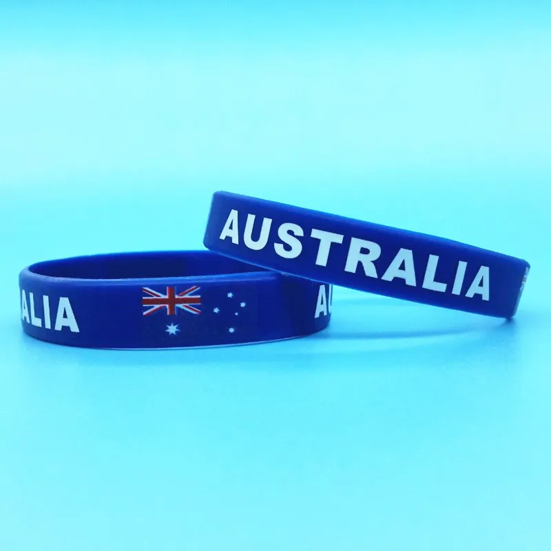 2pcs Australia Flag Silicone Wristband Sport Hologram Bracelet Country Logo Rubber Bangle Wrist