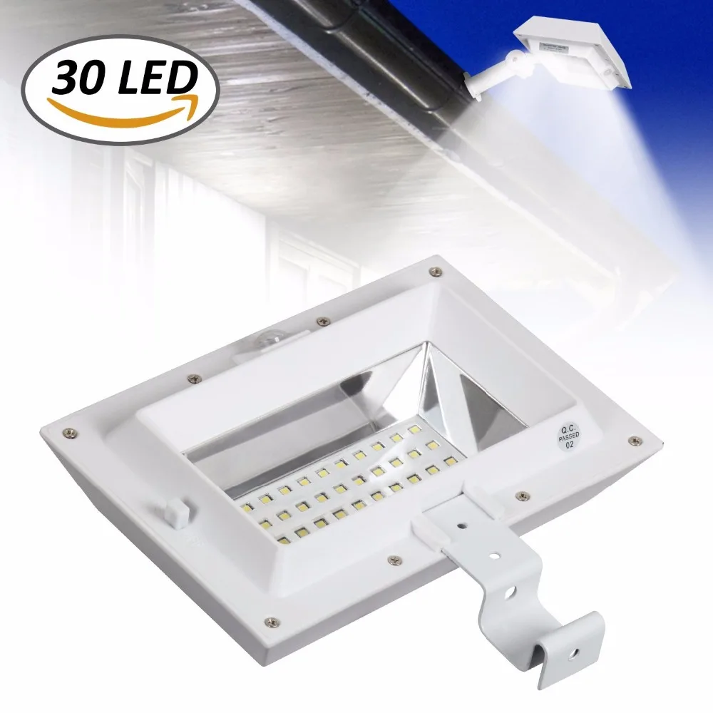 

T-SUNRISE Solar Gutter Light Outdoor Solar Power Light 30 LEDs PIR Motion Sensor Solar Light Waterpoof Wall Light for Garden