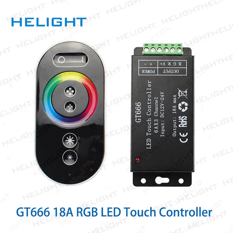 GT666 DC12V-24V 6Ax3channel 18A RF беспроводной сенсорный RGB контроллер Сенсорная панель RGB led контроллер Диммер для светодиодной ленты светильник лента