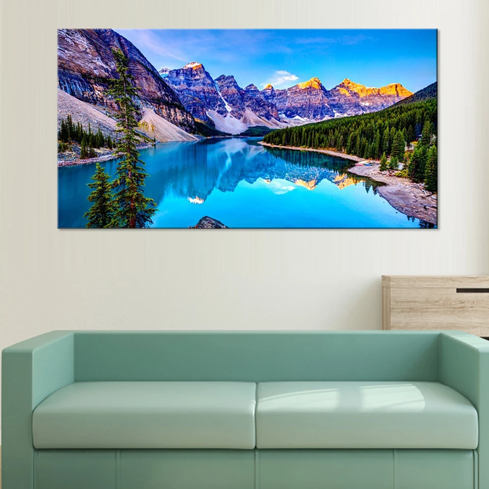 Beautiful Mountain River Landscape Canvas Painting