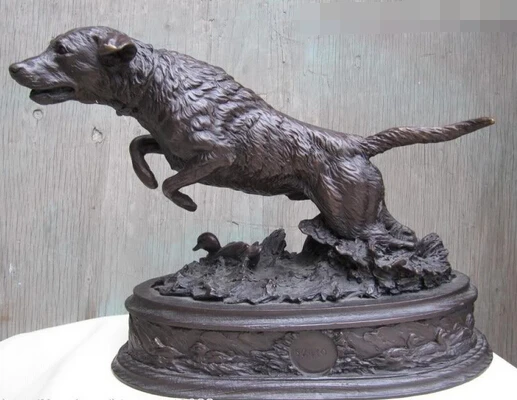 

JP S1063 12"Chinese Superb 100% Pure Bronze Carved gallop Dog for Duck Set