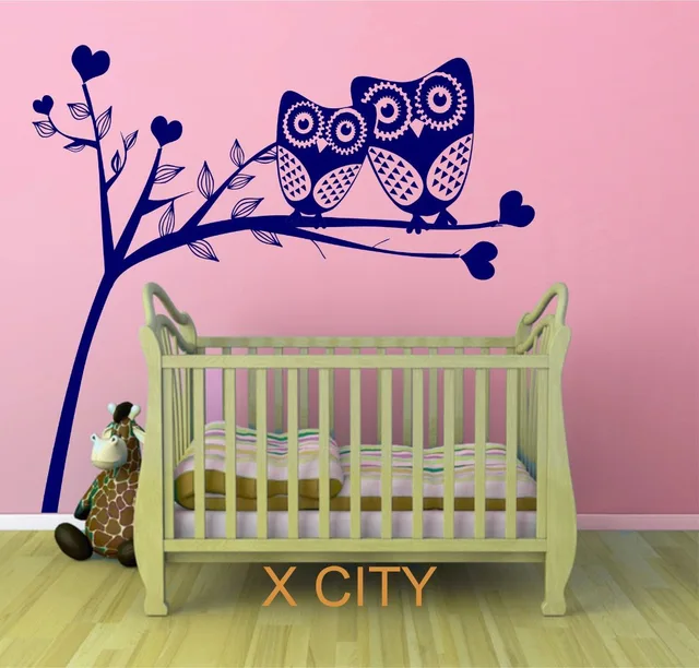 Owl Tree Hearts Cute Scenery Vinyl Wall Decal Art Sticker For Owl Tree Hearts Cute Scenery Vinyl Wall Decal Art Sticker For Children Kids Baby Room Stencil