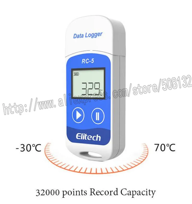 Устройство для регистрации данных о температуре Elitech RC 5 USB 32000 точек|usb temperature data