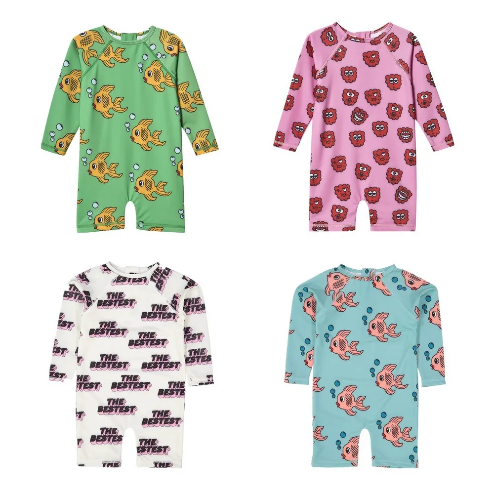 

Children's Sunscreen Swimsuit 2019 Boy Holiday One-piece Swimsuit Girl Quick-drying Seaside Surf Clothing One-piece Swimwear