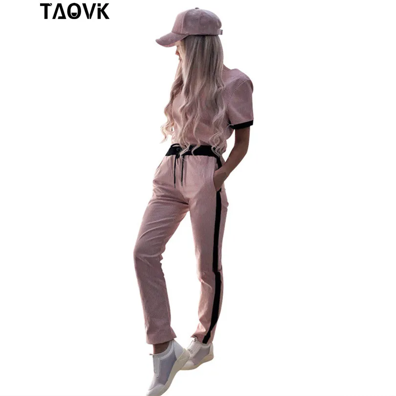 Женский брючный костюм TAOVK комплект из двух предметов: футболка с коротким