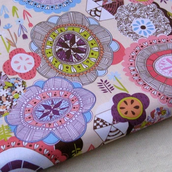

PVC coated waterproof fabric -Beauty flower (beige) (WF208)