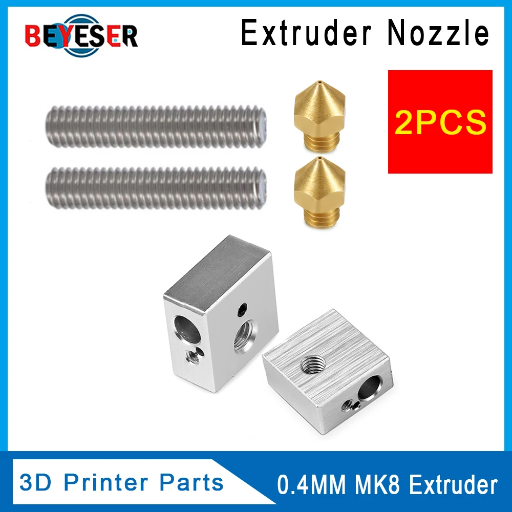 

Anet A8 A6 2pcs 1.75mm Teflon Throat Tube+0.4mm Extruder Nozzle Print Heads +M6 Heater Block Hotend for 3d printer parts