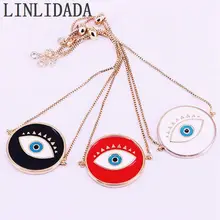 10 шт. белый/черный/красный круглая эмалированная дизайн глаз браслет для женщин Подвеска золотого цвета цепь регулируемые браслеты
