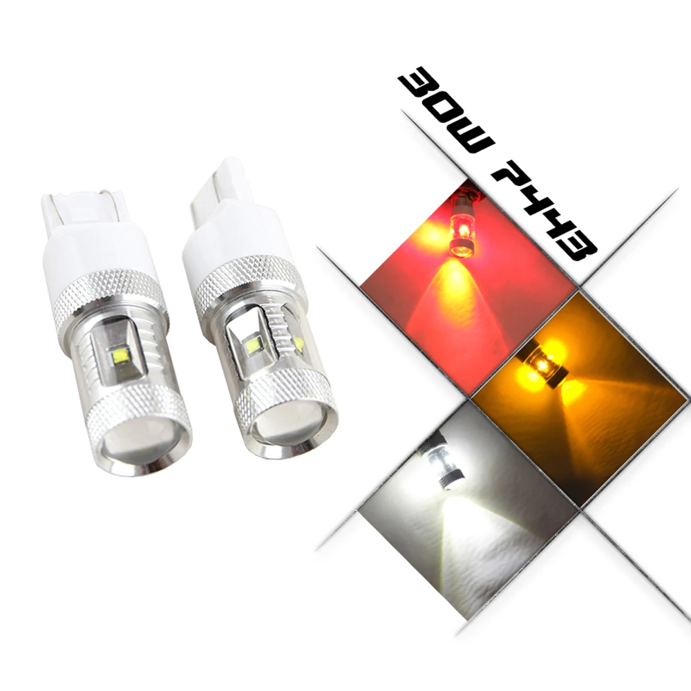 

2X W21W T20 7443 led auto canbus 12V Led Car stop Backup Reverse light Rear Front signal Led Xenon White + Decoder