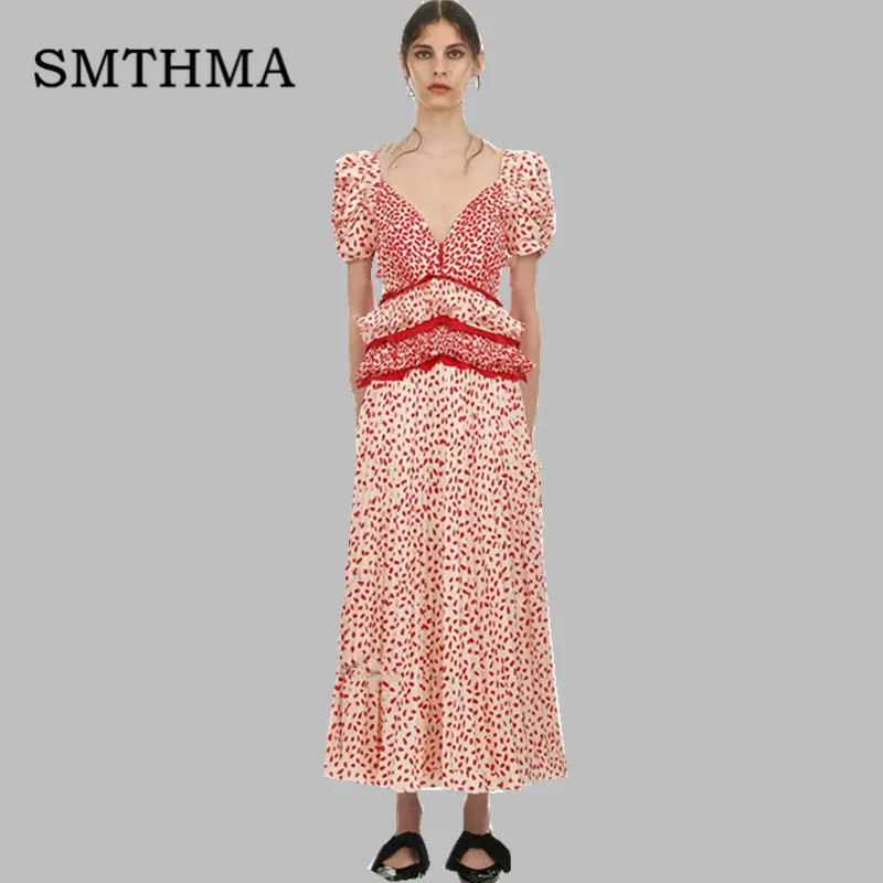 

2019 New arrival Self portrait Dress Women Summer short sleeve Chiffon printing Maxi Long Dress