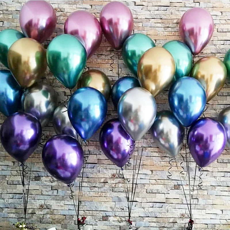 

AnQing unicorn party 10PCS Rose gold latex balloons sliver chrome balloons birthday party decorations kids Metallic Balloons