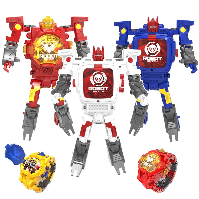 remarkable  Trasformation Wristwatch Toy Children Sports Cartoon Watches Kids Xmas Gifts Cute Boys Robot Transf