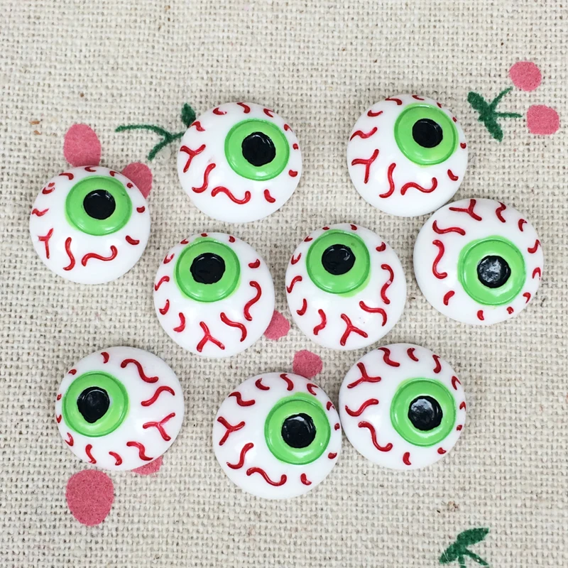 

10Pieces Kawaii Flat Back Flatback Resin Cabochons Halloween Evil Eye DIY Decorative Craft Embellishment For Phone Case:15*16mm