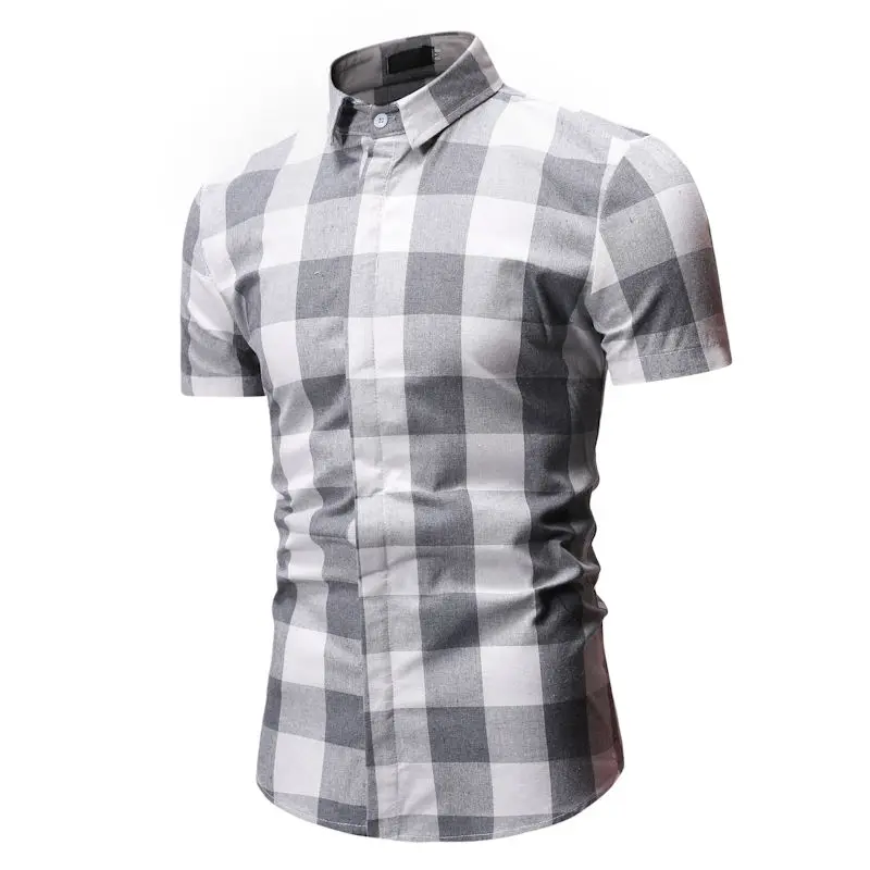 2019 Новый Рубашки в клетку Для Мужчин's на лето и весну модные Для мужчин рубашка Бизнес рубашка с короткими рукавами