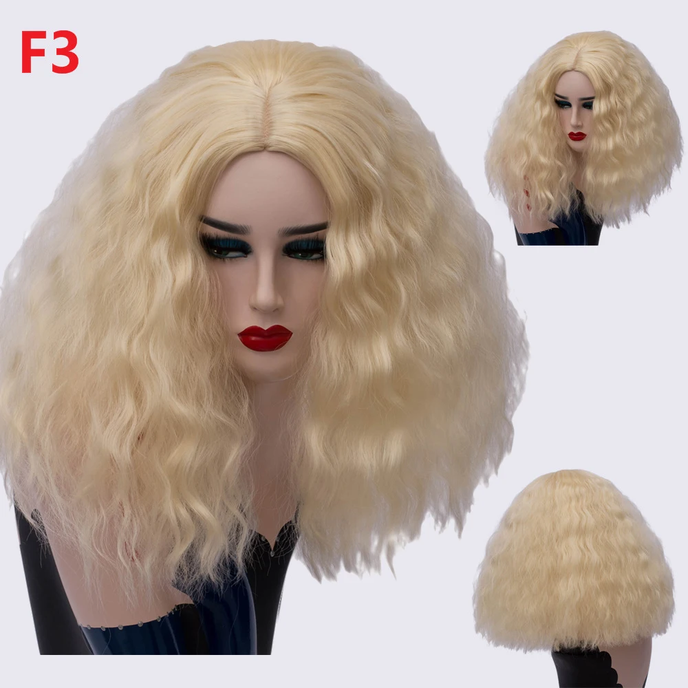 Yiyaobess 40 см короткие вьющиеся парик черный, белый цвет блондинка розовый красный Синтетические волосы женщина Искусственные парики косплэй