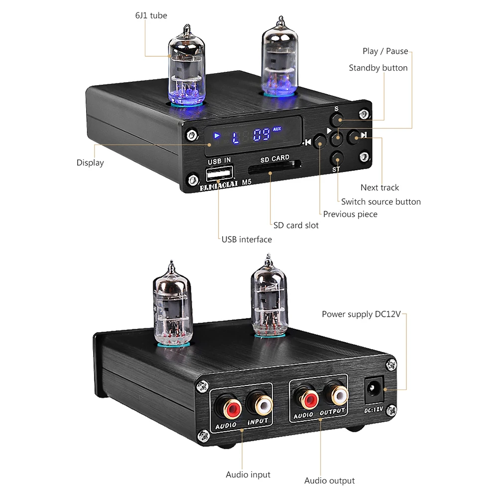 PJ. MIAOLAI HIFI 6J1 ламповый предусилитель MP3 без потерь Музыкальный плеер декодер