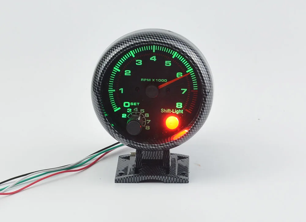 Новинка 3,7" Автомобильный счетчик Rev указатель тахометр Манометр 0-8000 об./мин зеленый светодиодный светильник