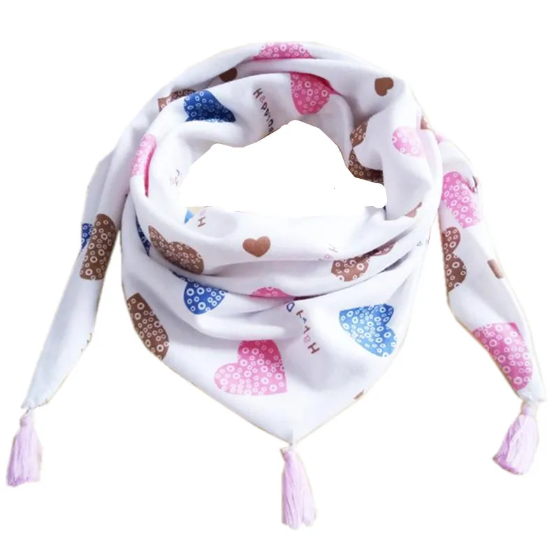 Треугольный хлопковый шарф, полотенце для малышей, осенне-зимняя шаль для девочки, детский шейный платок, детский шарф - Цвет: love happy