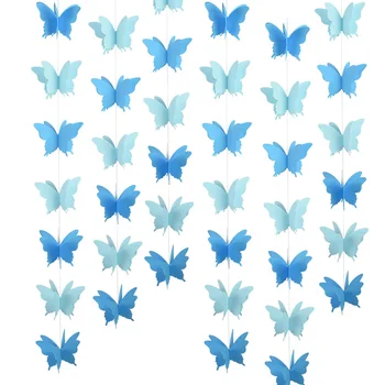 

2.7m Romantic Colorful Butterfly Paper Garland Wedding Hanging Birthday Party Banner 3D Decor Shopping Mall Window Decoration