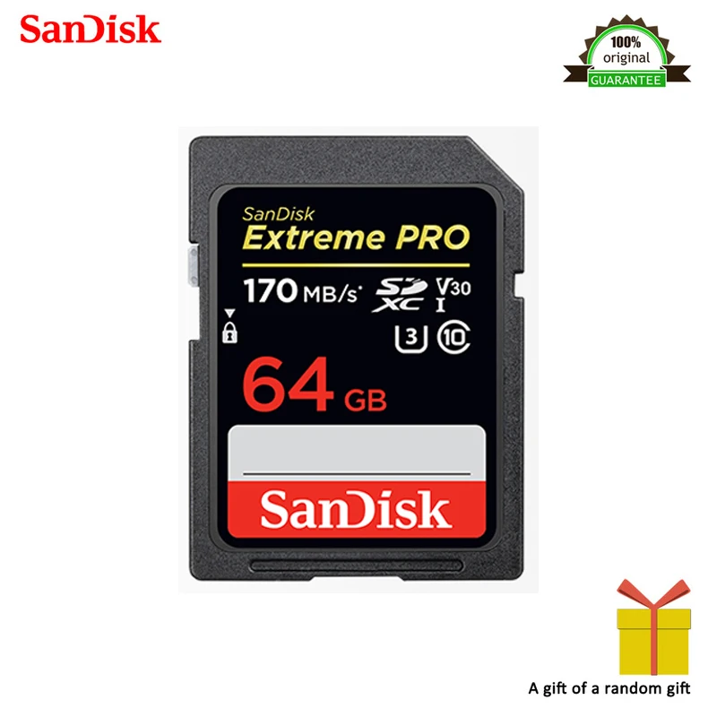 Двойной флеш-накопитель SanDisk Extreme PRO SDHC и SDXC UHS-I 32 Гб 64 Гб 128 высокое Скорость слот для карт памяти C10 U3 V30 SD Камера Class 10 95 МБ/с