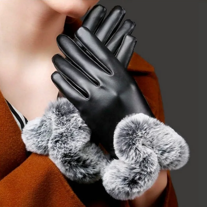 019 новые женские митенки зимние перчатки женские guantes de cuero mujer guantes invierno mujer очень теплые