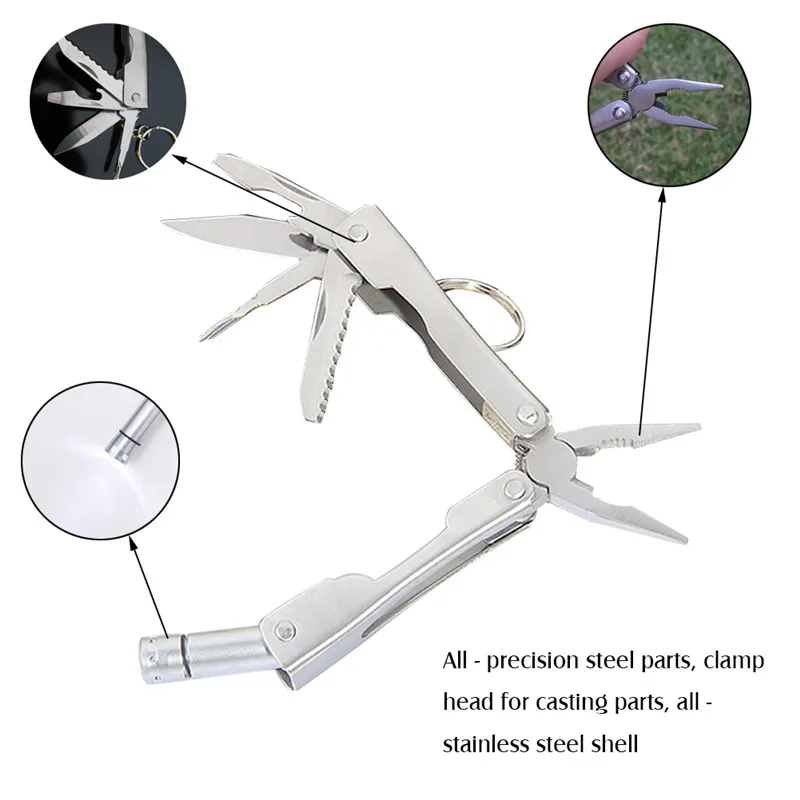 Multitool Pliers Pocket Knife Screwdriver Set With LED Light Hand Crimping Survival Tool Stainless Steel Folding Knife Pliers (3)