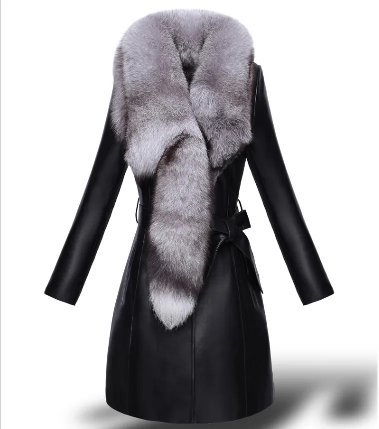 YAGENZ женская кожаная куртка большого размера, Высококачественная куртка из искусственной кожи, зимнее меховое пальто, пальто с воротником из лисьего меха, гарантия качества 602