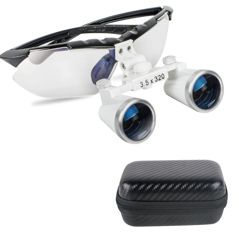 Black Binocular Loupes 3.5X 320mm Optical Glass Loupes + Carry Case
