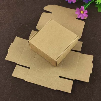 

100pcs 4*4*2.5cm Aircraft Brown Gift Packaging Kraft Paper Box For Jewelry\Wedding\Candy\Crafts\Cake\Handmade Soap Packing boxes
