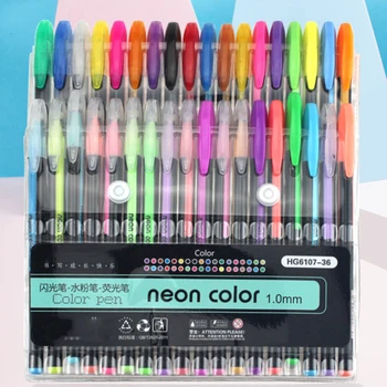 

48 Colors/Set Gel Pen Metallic Marker Pens Neon Color Sketch Pen Creative Ballpoint Pen Highlighter Material Escolar