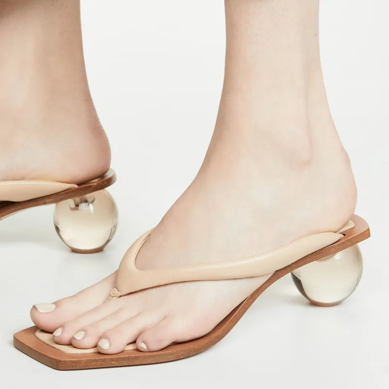 

Shaped with sandals 2019 summer new flip-flops round with high heels stilettos with openwork high-heeled shoes with sandals