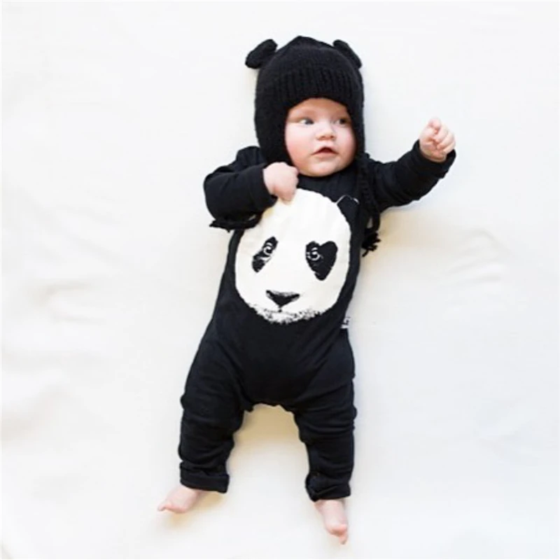 

2019 New Autumn Newborn Baby Boys Girls Clothes Long Sleeve Panda Print Romper Infant Clothing Set Toddler Outfits