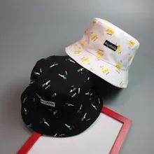Модная женская шапка картофель фри, банан, двусторонняя Панама с принтом, Женская защита от солнца на пляже, шляпа-ведро, повседневные шляпы LXX9