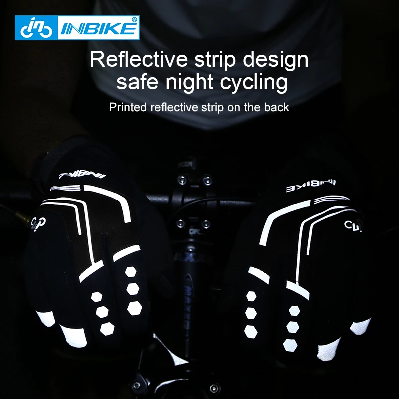 Дешево INBIKE 2019 зимние велосипедные перчатки с гелевой подкладкой, теплые велосипедные перчатки с полным пальцем, перчатки для сенсорного экрана, ве...