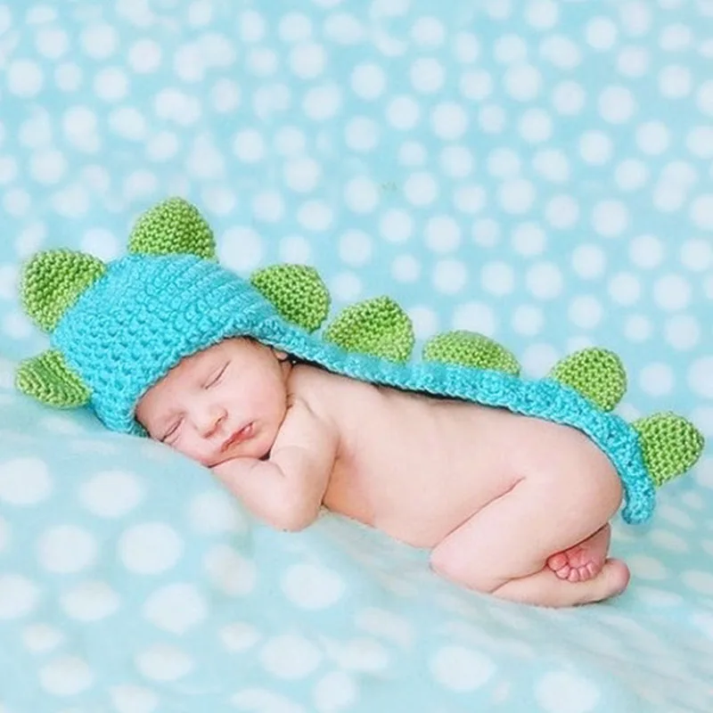 Baby Newborn Knit Crochet Dinosaur Clothes Photo Photography Prop Outfits Set 