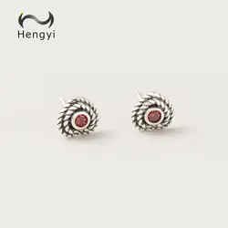 Hengyi сердце 925 пробы серебряные серьги гвоздики для женщин романтические милые свадебные ювелирные украшения