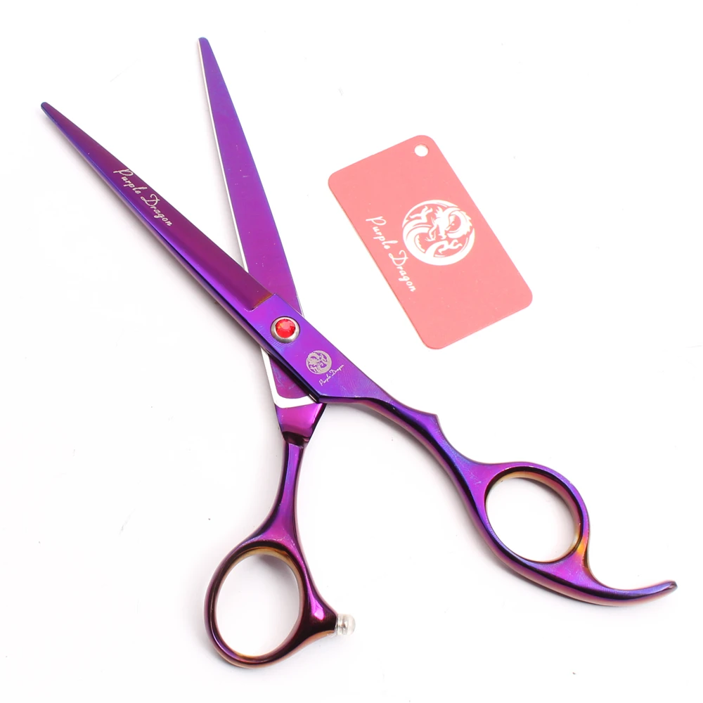 Z3003 4 шт. набор 7 ''фиолетовый Сталь гребень + ножницы + истончение ножницы + до Изогнутые Ножницы Профессиональные домашние животные волос