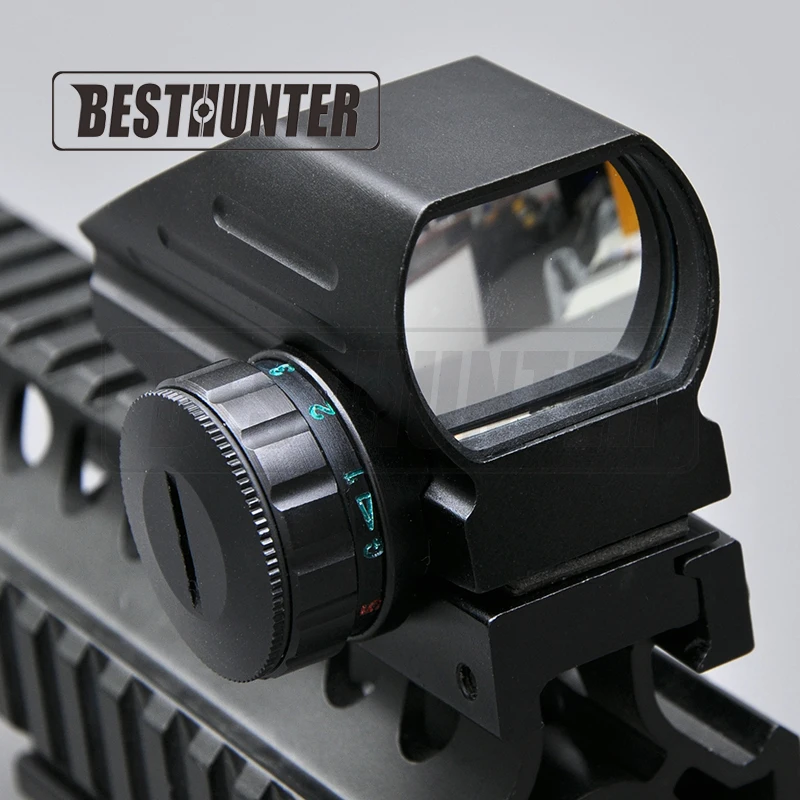 

Optics Tactical Hunting Holographic 4 Type Reticle Fiber Red Green Dot Sight 20mm Rail Rifle Scope Mounts