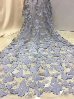 

Nigerian Tulle Lace Sequin Fabric Grey High Quality 3d African Sequin Lace Fabric New African Guipure Lace Fabric 2019 X12