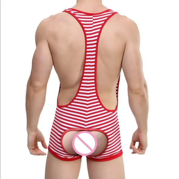 Men Boxer Underwear Strip Mankini Suspender Body Suit Undershirt Sleepwear Man Wrestling Singlet Bodysuit Bodywear