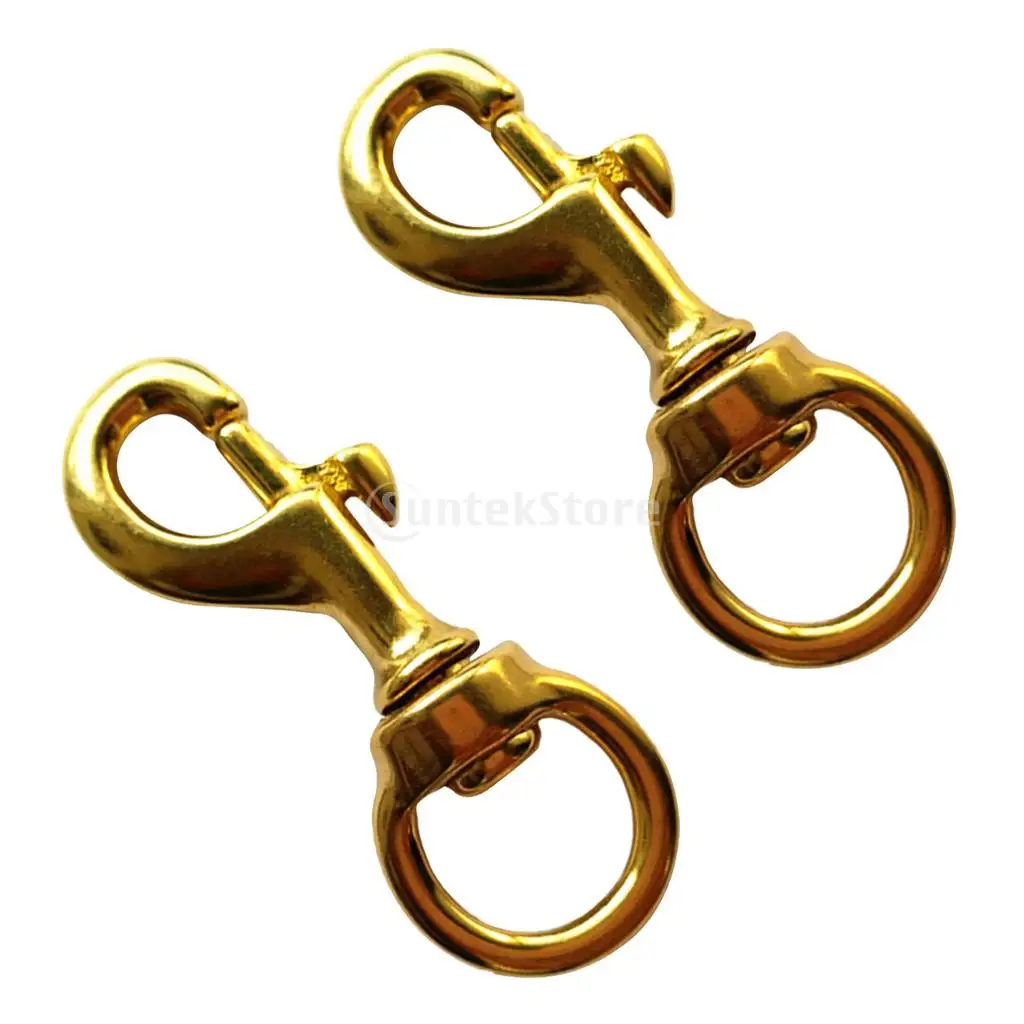 2 Pieces Solid Brass Single End Round Eye Ring Trigger Swivel Snap Clasp Hook Clip Choose Sizes