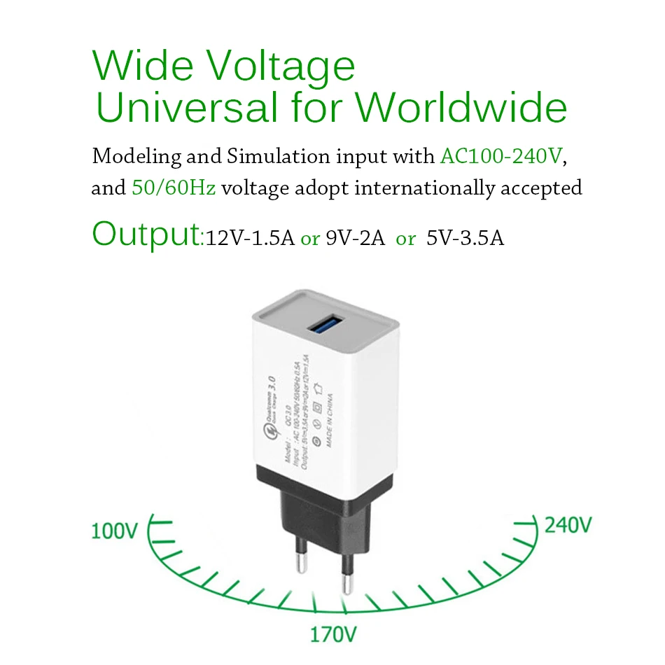 ЕС USB зарядное устройство Quick Charge 3,0 быстрое зарядное устройство QC3.0 QC2.0 18 Вт Портативный настенный USB адаптер питания Зарядка для iPhone xiaomi samsung