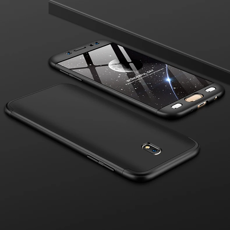 360 градусов Полная защита противоударный жесткий матовый чехол для Samsung Galaxy J3, J5, J7 года J330 J530 J730 SM-J730FM Версия ЕС - Цвет: Black