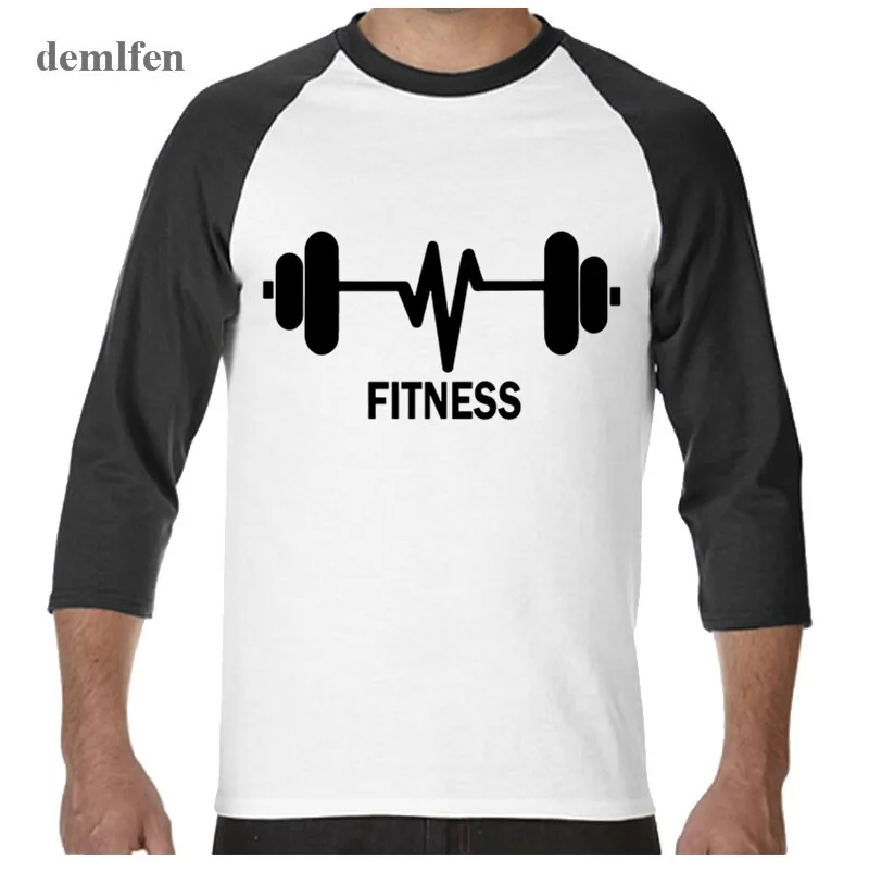 Fashion Fitness Weightlifting Gymnasium Print T Shirt Men Cotton T