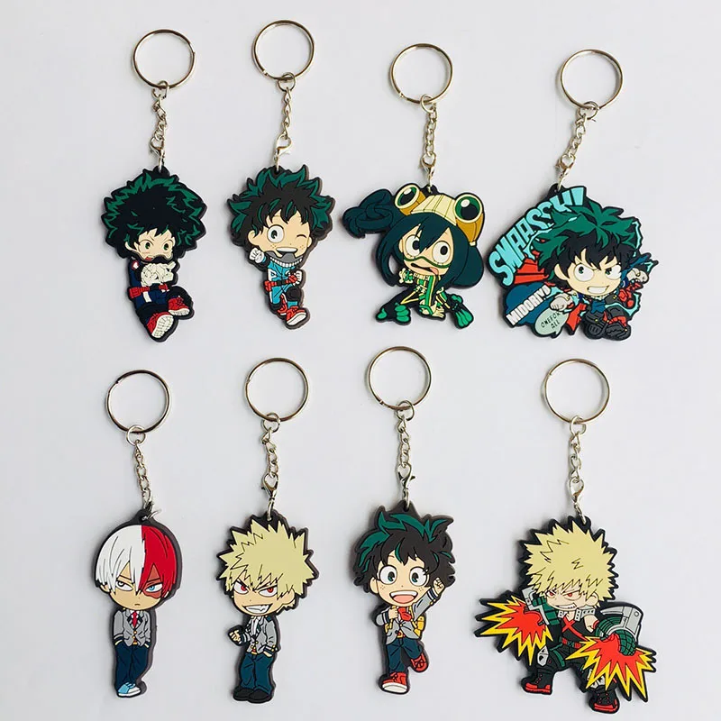 

Cartoon My Hero Academia PVC keychain Midoriya Izuku Todoroki Shoto Bakugou Katsuki cute funny pendant key chains porte clefs